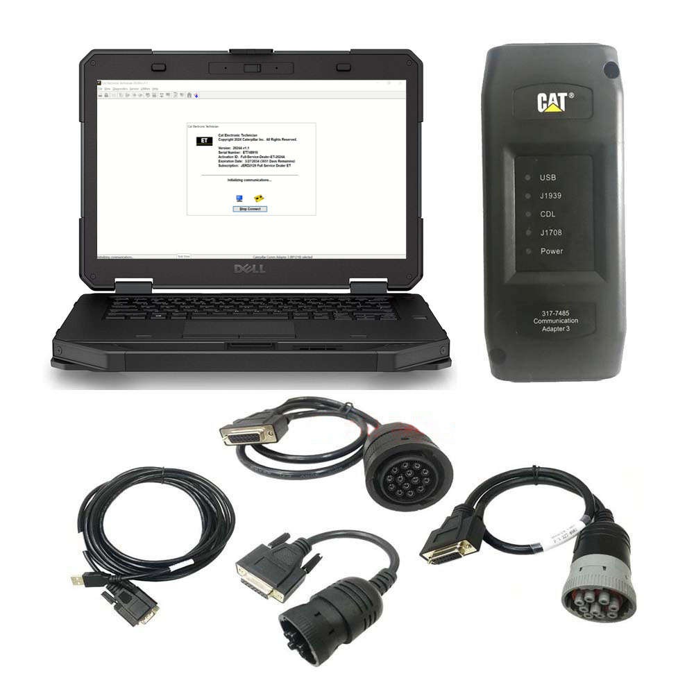 Best Quality 2025A/2019C CAT Caterpillar ET 3 Diagnostic Adapter III CAT Truck Diagnostic Tool PLUS DELL 5414 Laptop